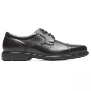 Men Rockport Charles Road Cap Toe Oxfords Shoes Black | 6392-NPVJB