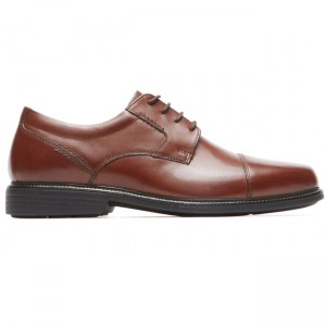 Men Rockport Charles Road Cap Toe Oxfords Shoes Brown | 3592-BUPSF