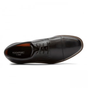 Men Rockport Garett Cap Toe Oxfords Shoes Black | 3642-CFALD