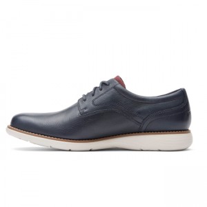 Men Rockport Garett Plain Toe Oxfords Shoes Navy | 8231-DEWMF