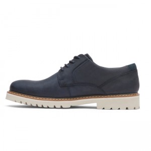 Men Rockport Maverick Plain Toe Oxfords Shoes Navy | 8942-HQXUF