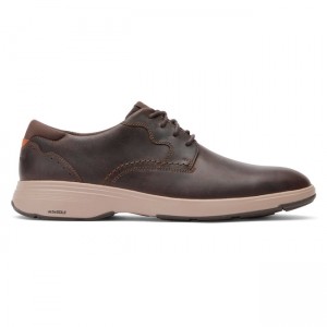 Men Rockport Noah Oxfords Shoes Dark Brown | 6795-CLMDT