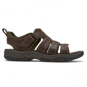 Men Rockport Springboro Rocklake Fisherman Sandals Brown | 9137-ORDLE