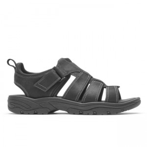 Men Rockport Springboro Rocklake Fisherman Sandals Black | 5931-WHRYL