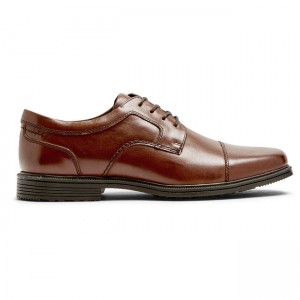 Men Rockport Taylor Waterproof Cap Toe Oxfords Shoes Brown | 5043-GHSEC