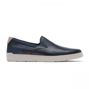 Men Rockport Total Motion Court Slip-On Sneakers Navy | 0357-GAFHT