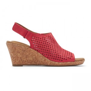 Women Rockport Briah Perforated Slingback Sandals Red | 0824-LFREZ