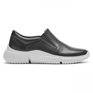 Women Rockport R-Evolution Washable Slip-On Sneakers Black / White | 8361-UYIVK