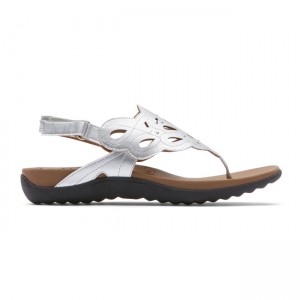 Women Rockport Ridge Slingback Sandals Silver | 1839-KGUJI