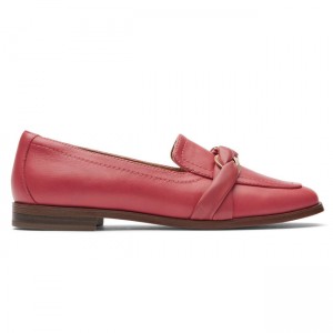 Women Rockport Susana Woven Chain Slip Ons Red | 0182-WHDGE