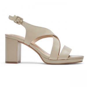 Women Rockport Tabitha Slingback Heels Beige | 1623-OUEBH