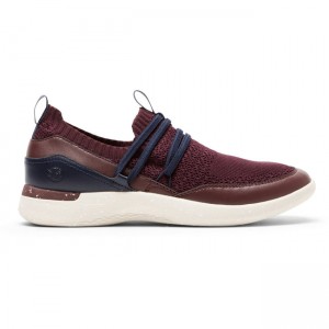 Women Rockport truFLEX Fly Washable Bungee Sneakers Burgundy | 0153-ZPQSM