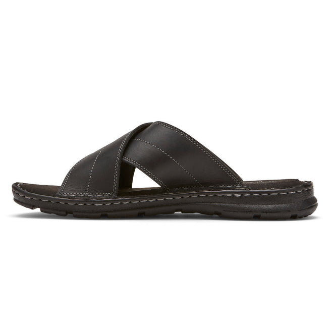 Men Rockport Darwyn Cross Band Sandals Black | 6531-KWZPU