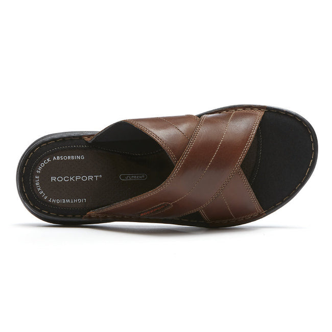 Men Rockport Darwyn Cross Band Sandals Brown | 6583-CEBZQ