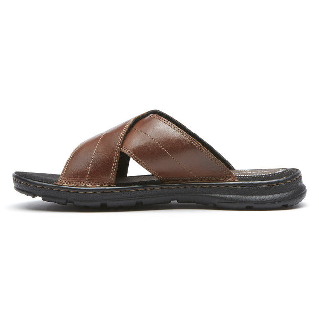 Men Rockport Darwyn Cross Band Sandals Brown | 6583-CEBZQ