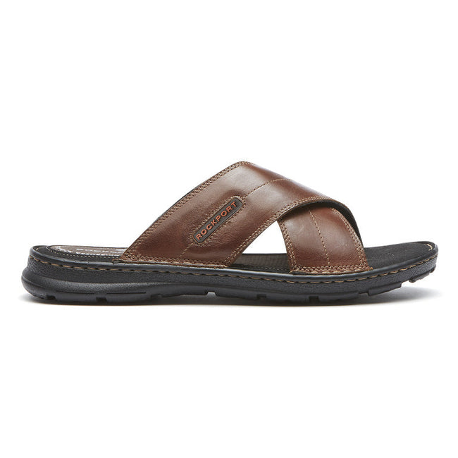 Men Rockport Darwyn Cross Band Sandals Brown | 6583-CEBZQ