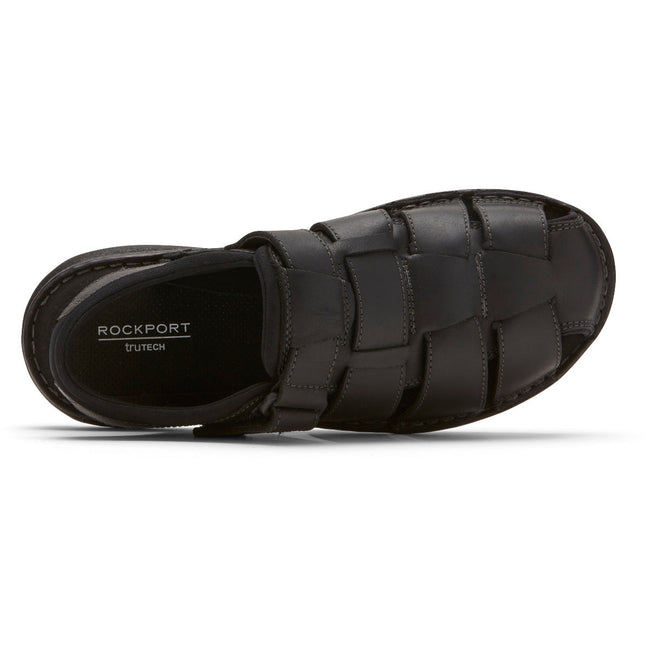 Men Rockport Darwyn Fisherman Slingback Sandals Black | 1569-MSIKB