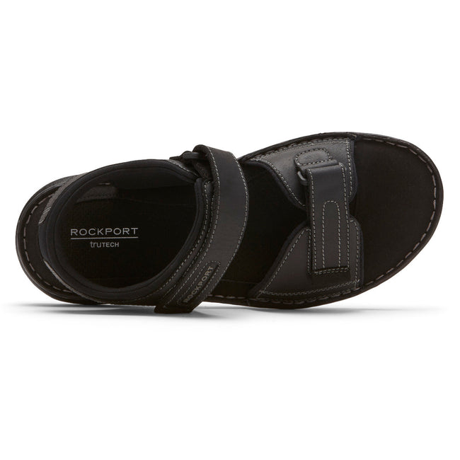 Men Rockport Darwyn Quarter-Strap Sandals Black | 6432-DMSIG