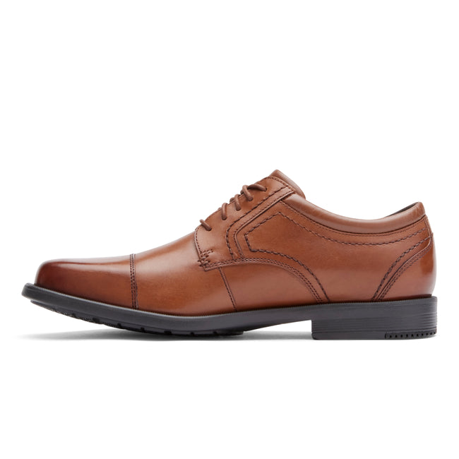 Men Rockport Isaac Cap Toe Oxfords Shoes Brown | 6189-MPKZA