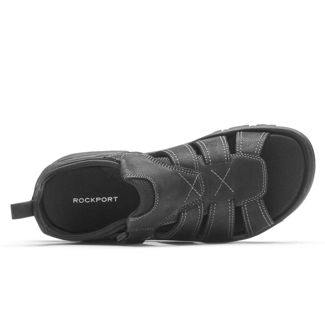 Men Rockport Springboro Rocklake Fisherman Sandals Black | 5931-WHRYL