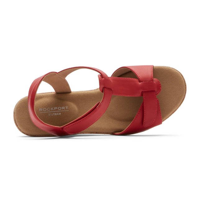 Women Rockport Blanca T-Strap Sandals Red | 3109-TQVJK