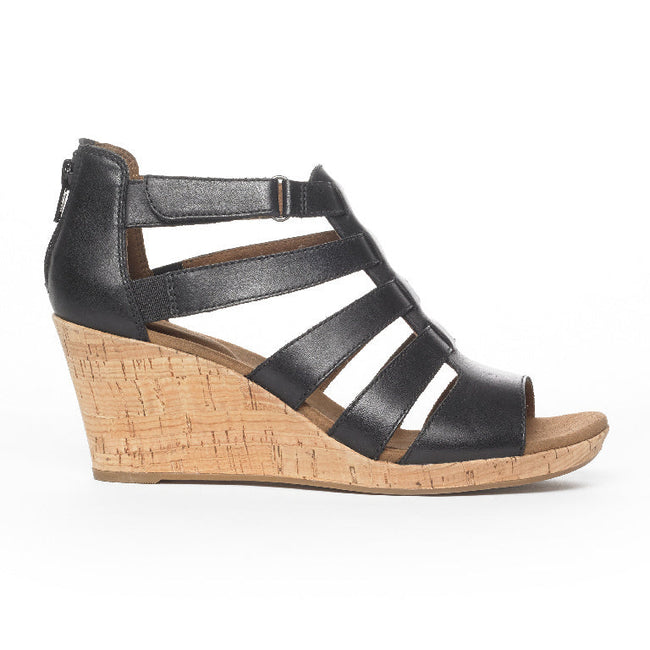 Women Rockport Briah Gladiator Sandals Black | 0456-QVMHY