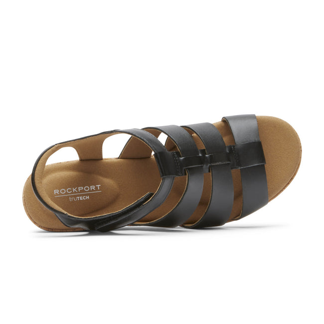 Women Rockport Briah New Gladiator Sandals Black | 0794-YPHXJ