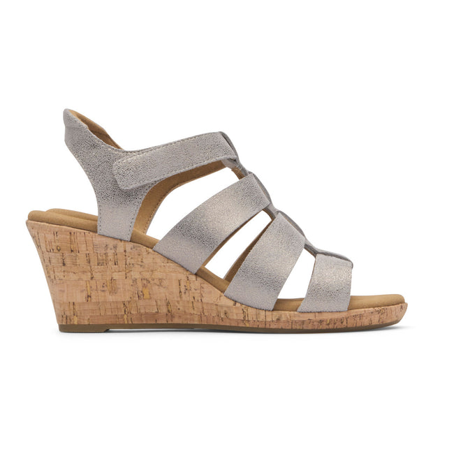 Women Rockport Briah New Gladiator Sandals Grey / Brown / Metal | 6349-JUHYC