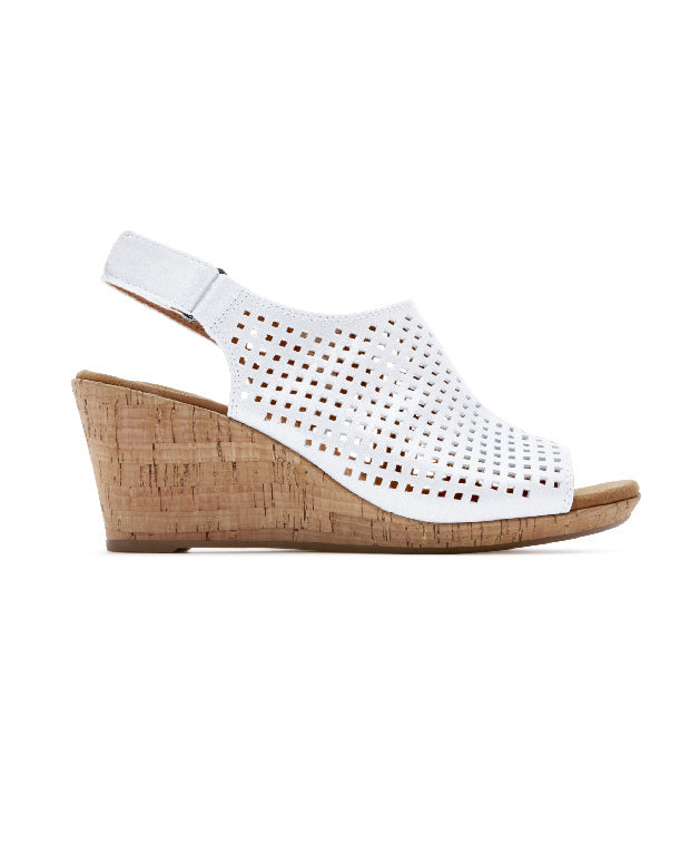 Women Rockport Briah Perforated Slingback Sandals White | 0924-HNCIJ