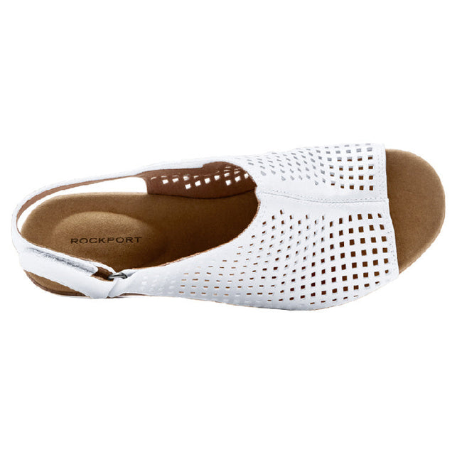 Women Rockport Briah Perforated Slingback Sandals White | 0924-HNCIJ