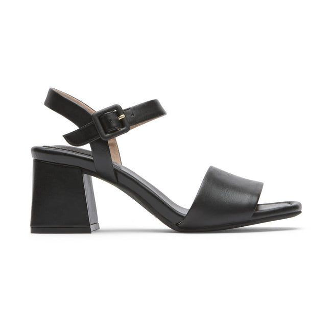 Women Rockport Farrah 2-Strap Heels Black | 4280-ZSAJQ