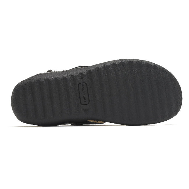 Women Rockport Ridge Circle Cutout Thong Sandals Black | 8152-ICJNA