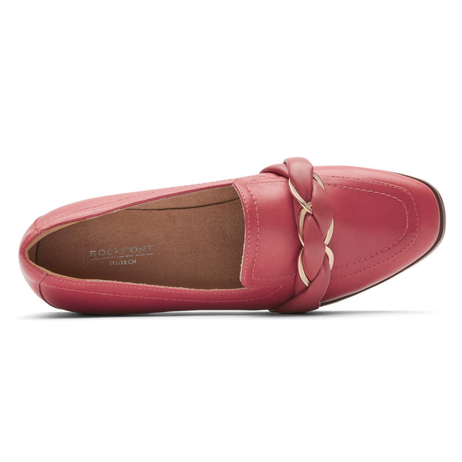 Women Rockport Susana Woven Chain Loafers Red | 0175-QRZTB