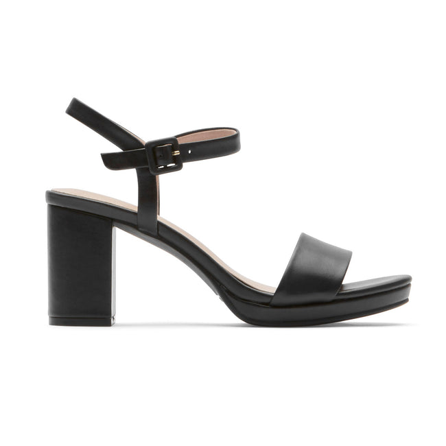 Women Rockport Tabitha 2-Strap Heels Black | 0682-LBKYN