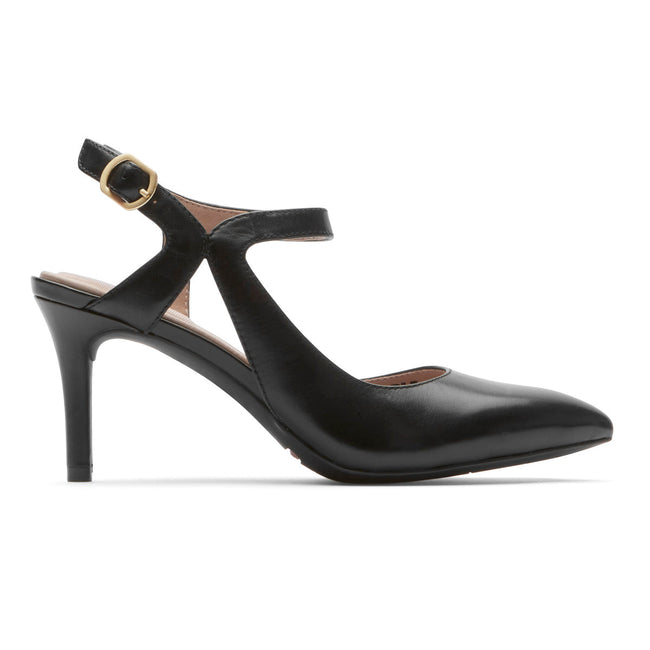 Women Rockport Total Motion 75mm X-Strap Heels Black | 3054-BMJUI