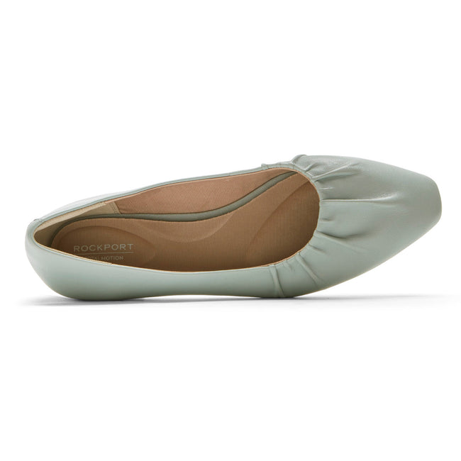 Women Rockport Total Motion Laylani Gathered Flats White | 7016-ZSMVE