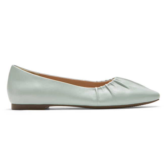 Women Rockport Total Motion Laylani Gathered Flats White | 7016-ZSMVE