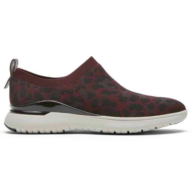 Women Rockport Total Motion Sport High Slip-On Walking Shoes Burgundy / Leopard | 9251-OIMRB